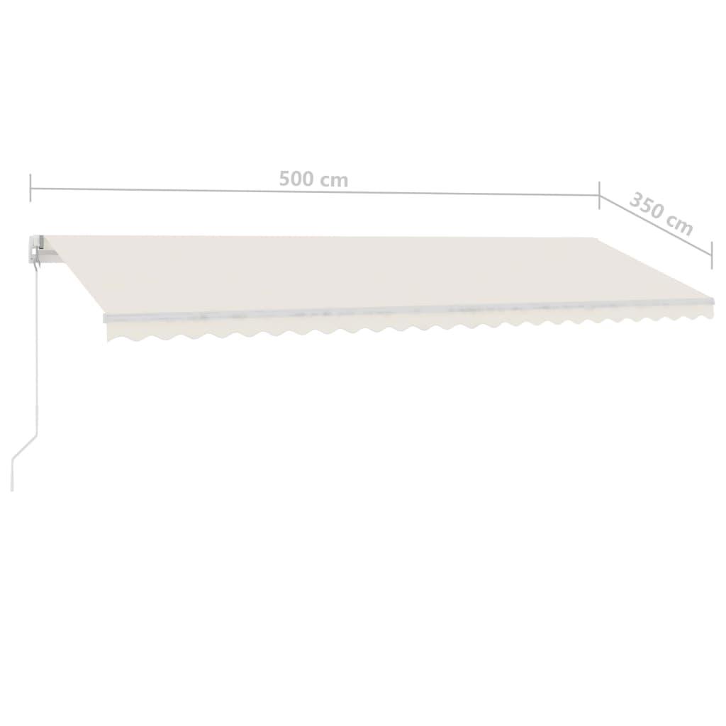 Manual Retractable Awning with LED 500x350 cm Cream