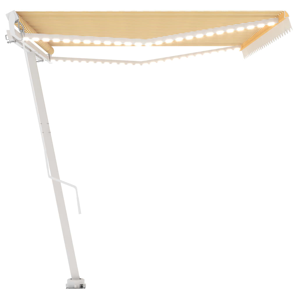 Manual Retractable Awning with LED 500x350 cm Yellow and White