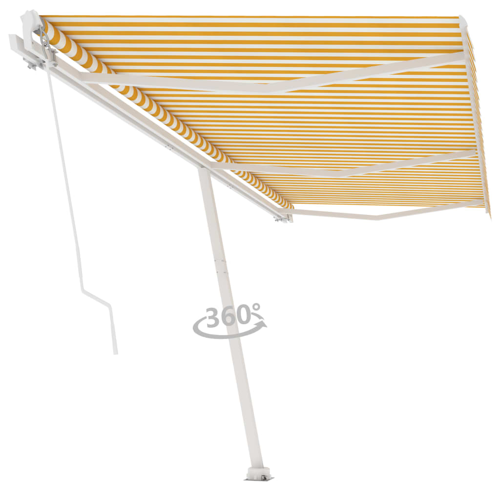 Freestanding Manual Retractable Awning 600x350 cm Yellow/White