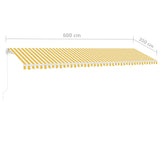 Freestanding Manual Retractable Awning 600x350 cm Yellow/White