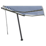 Manual Retractable Awning with LED 300x250 cm Blue and White