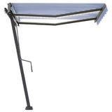 Manual Retractable Awning with LED 300x250 cm Blue and White