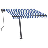 Manual Retractable Awning with LED 300x250 cm Blue and White