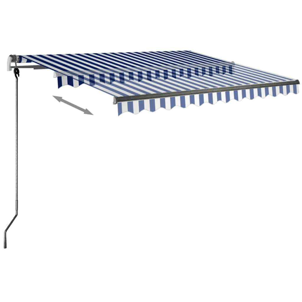 Manual Retractable Awning with LED 300x250 cm Blue and White