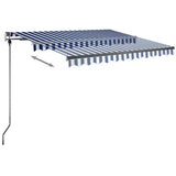 Manual Retractable Awning with LED 300x250 cm Blue and White