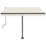 Manual Retractable Awning with LED 300x250 cm Cream