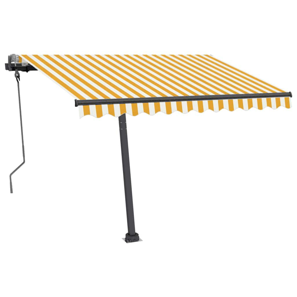 Manual Retractable Awning with LED 300x250 cm Yellow and White