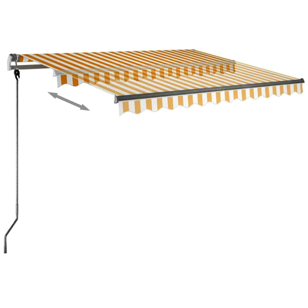 Manual Retractable Awning with LED 300x250 cm Yellow and White