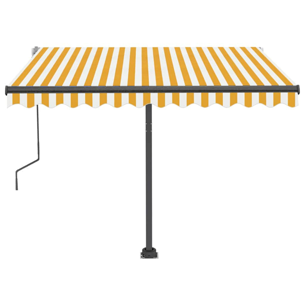 Manual Retractable Awning with LED 300x250 cm Yellow and White