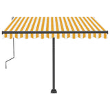 Manual Retractable Awning with LED 300x250 cm Yellow and White