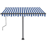 Freestanding Manual Retractable Awning 350x250 cm Blue/White