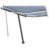 Manual Retractable Awning with LED 350x250 cm Blue and White