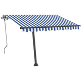 Manual Retractable Awning with LED 350x250 cm Blue and White