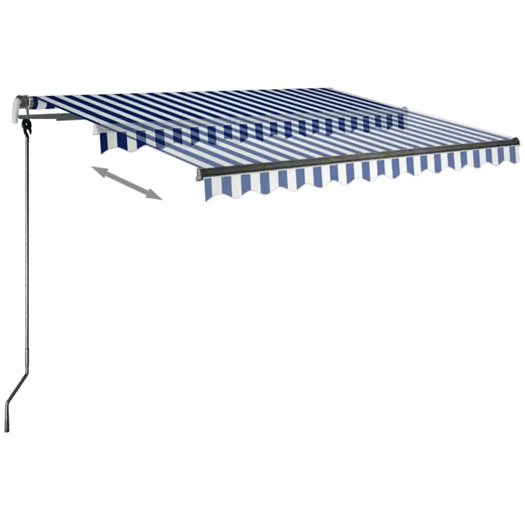 Manual Retractable Awning with LED 350x250 cm Blue and White