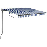 Manual Retractable Awning with LED 350x250 cm Blue and White