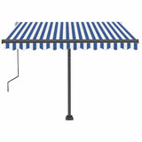 Manual Retractable Awning with LED 350x250 cm Blue and White