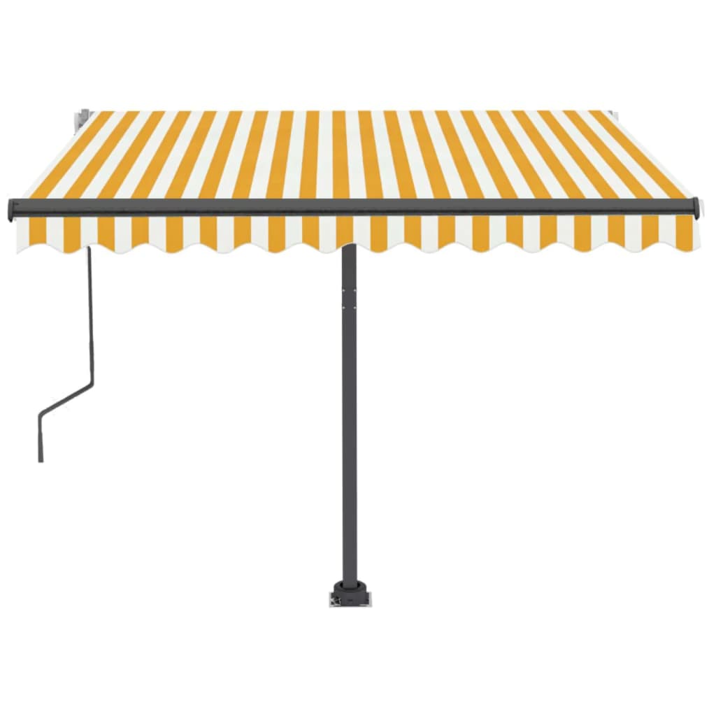 Manual Retractable Awning with LED 350x250 cm Yellow and White