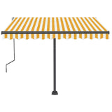 Manual Retractable Awning with LED 350x250 cm Yellow and White