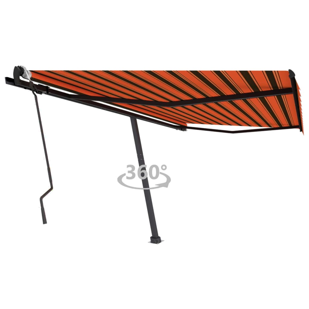 Freestanding Manual Retractable Awning 400x300 cm Orange/Brown