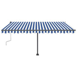 Manual Retractable Awning with LED 400x300 cm Blue and White