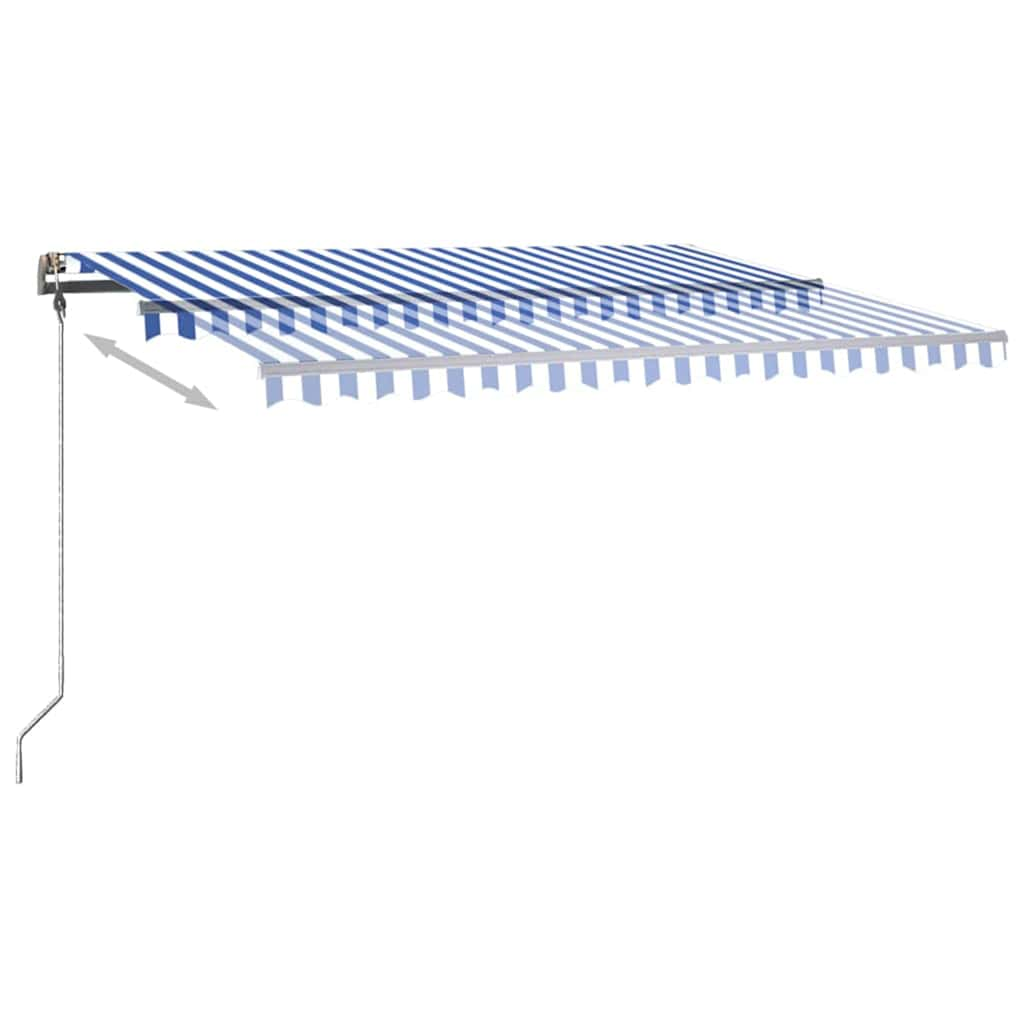 Manual Retractable Awning with LED 400x300 cm Blue and White