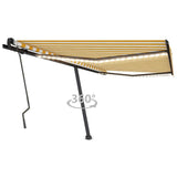 Manual Retractable Awning with LED 400x300 cm Yellow and White