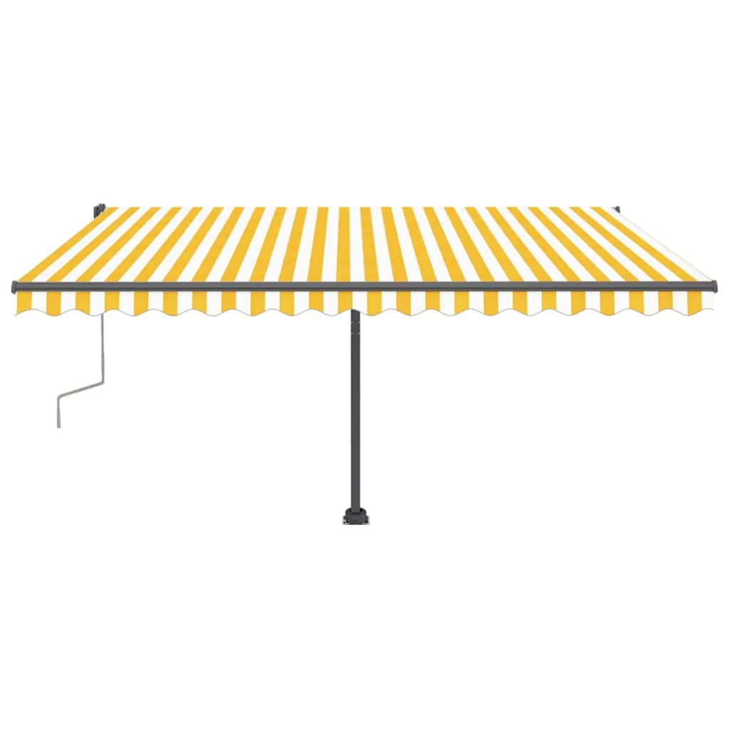 Manual Retractable Awning with LED 400x300 cm Yellow and White