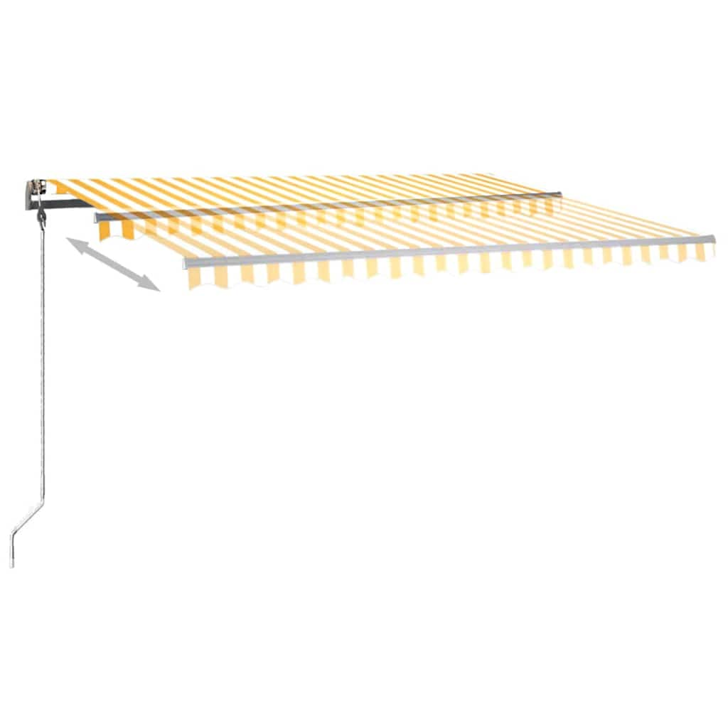 Manual Retractable Awning with LED 400x300 cm Yellow and White