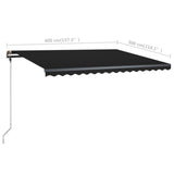 Manual Retractable Awning with LED 400x300 cm Anthracite