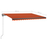 Manual Retractable Awning with LED 400x300 cm Orange and Brown