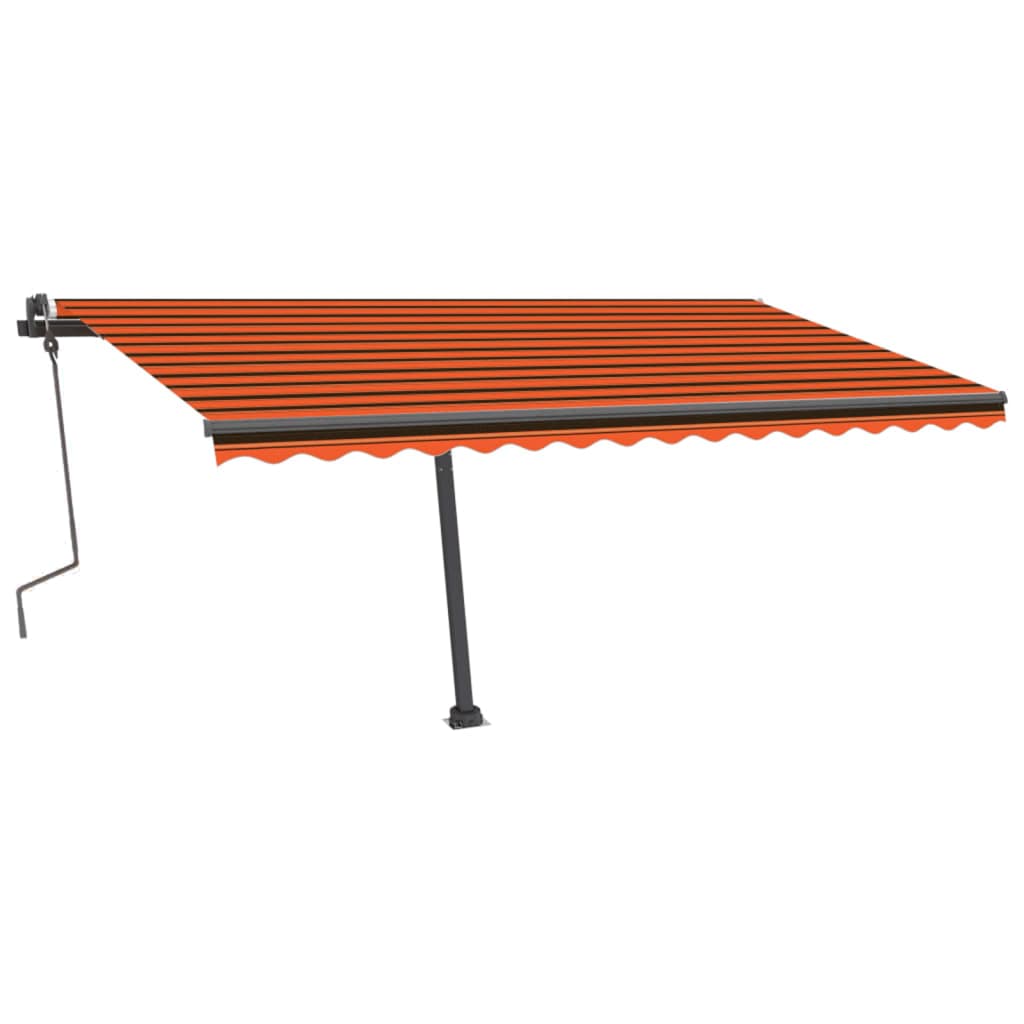 Manual Retractable Awning with LED 400x300 cm Orange and Brown