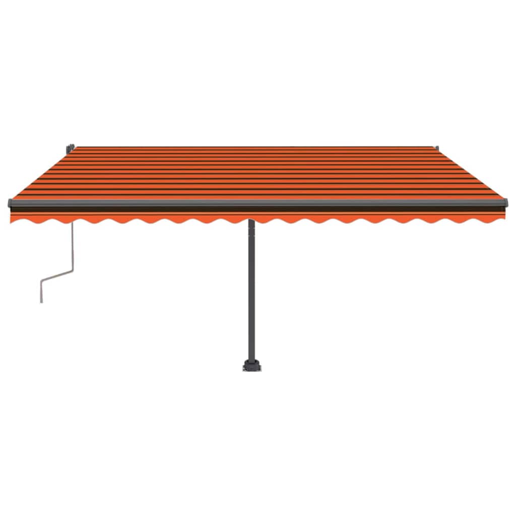 Manual Retractable Awning with LED 400x300 cm Orange and Brown