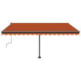 Manual Retractable Awning with LED 400x300 cm Orange and Brown