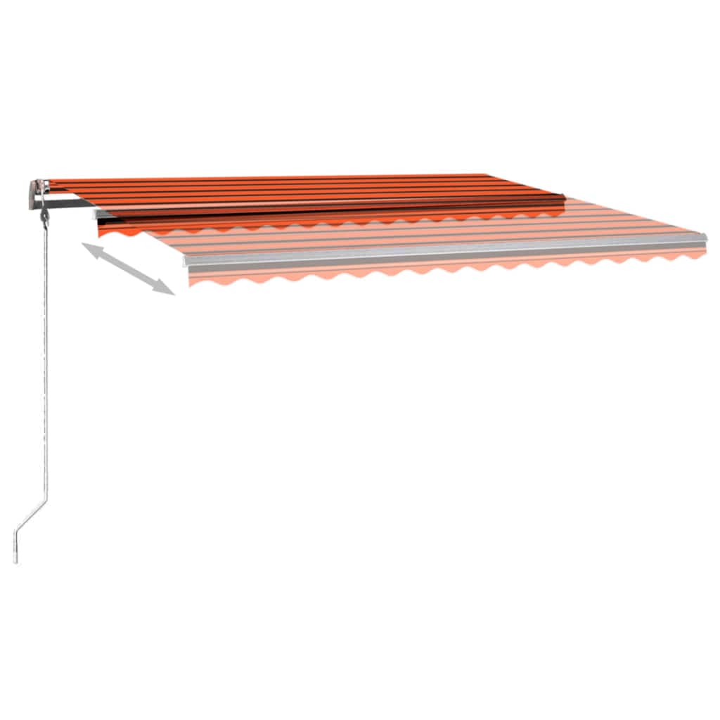 Manual Retractable Awning with LED 400x300 cm Orange and Brown