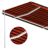 Manual Retractable Awning with LED 400x300 cm Orange and Brown