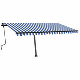 Manual Retractable Awning with LED 450x300 cm Blue and White