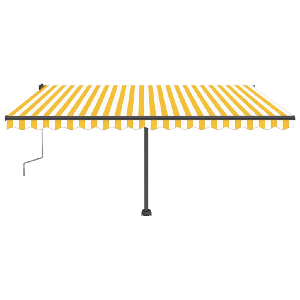 Manual Retractable Awning with LED 450x300 cm Yellow and White