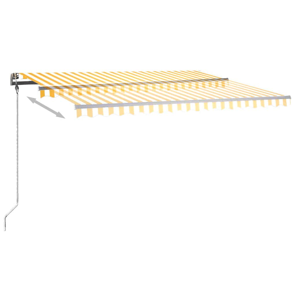 Manual Retractable Awning with LED 450x300 cm Yellow and White