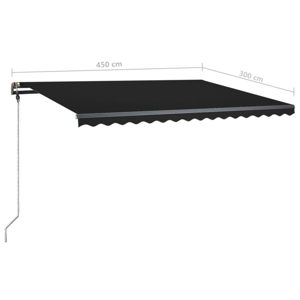 Manual Retractable Awning with LED 450x300 cm Anthracite