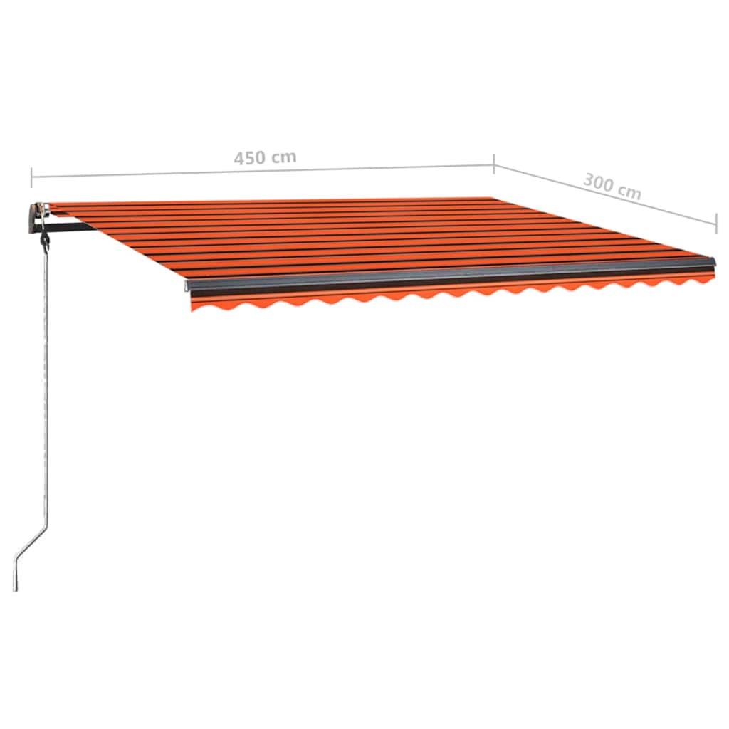 Manual Retractable Awning with LED 450x300 cm Orange and Brown