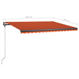 Manual Retractable Awning with LED 450x300 cm Orange and Brown