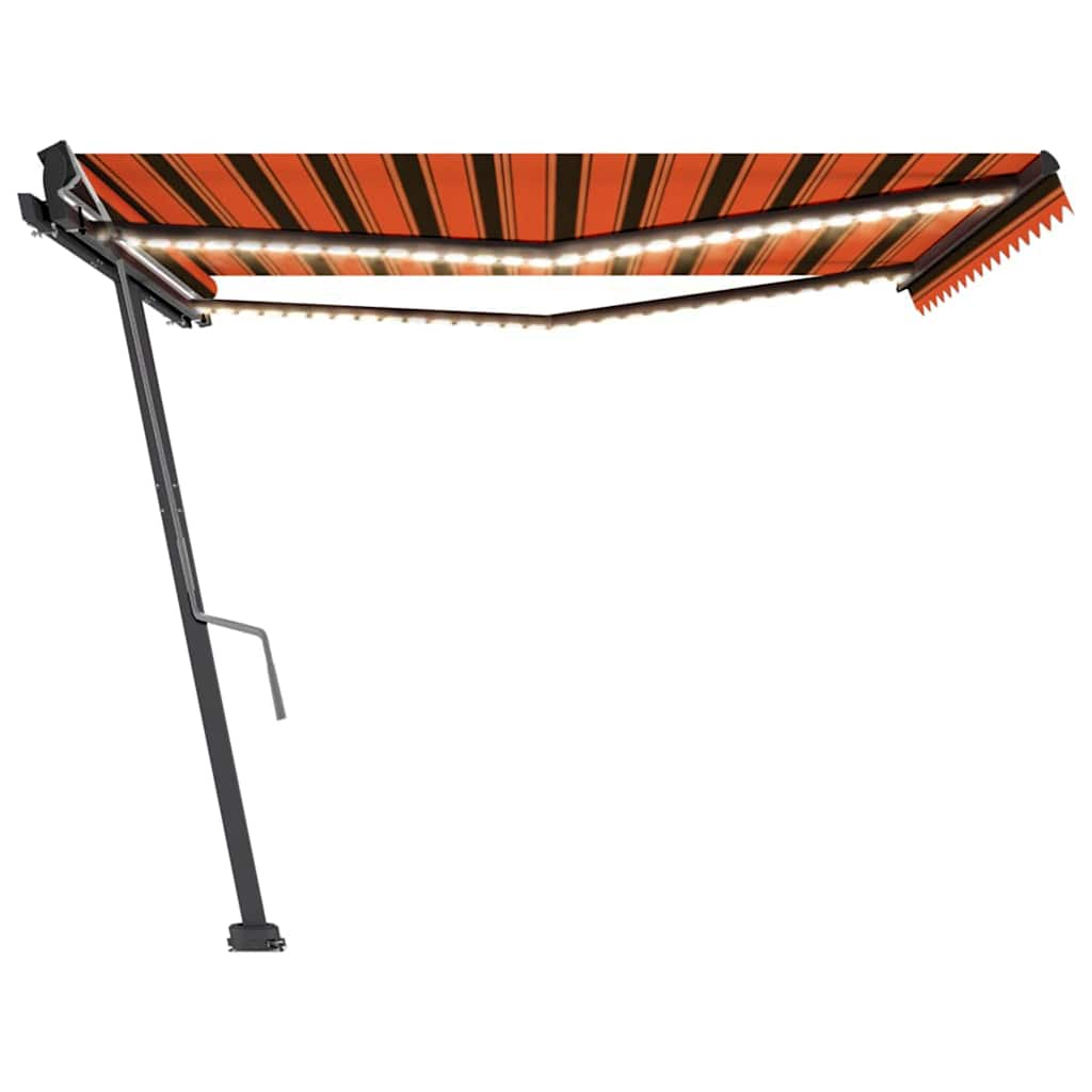 Manual Retractable Awning with LED 450x300 cm Orange and Brown