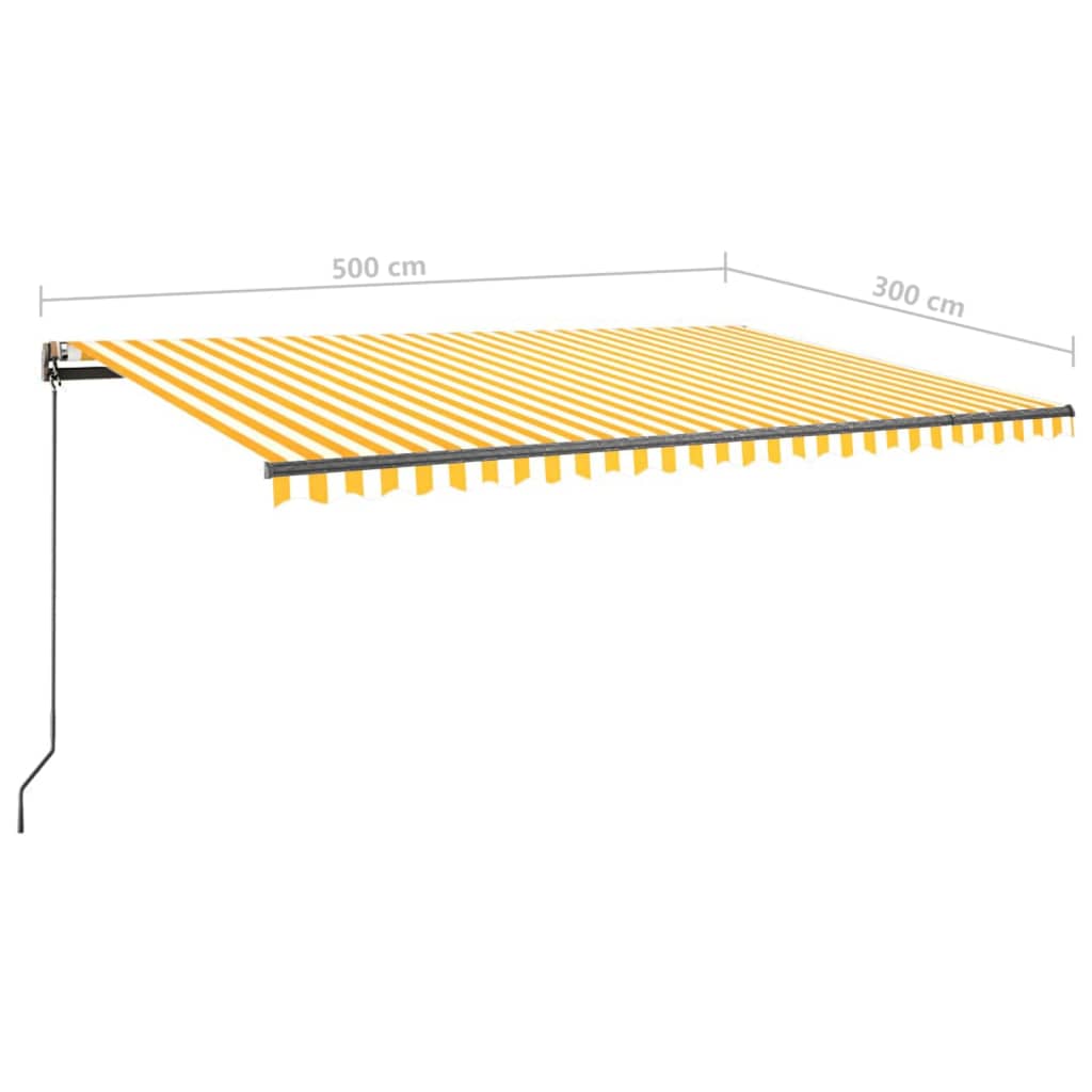 Freestanding Manual Retractable Awning 500x300 cm Yellow/White