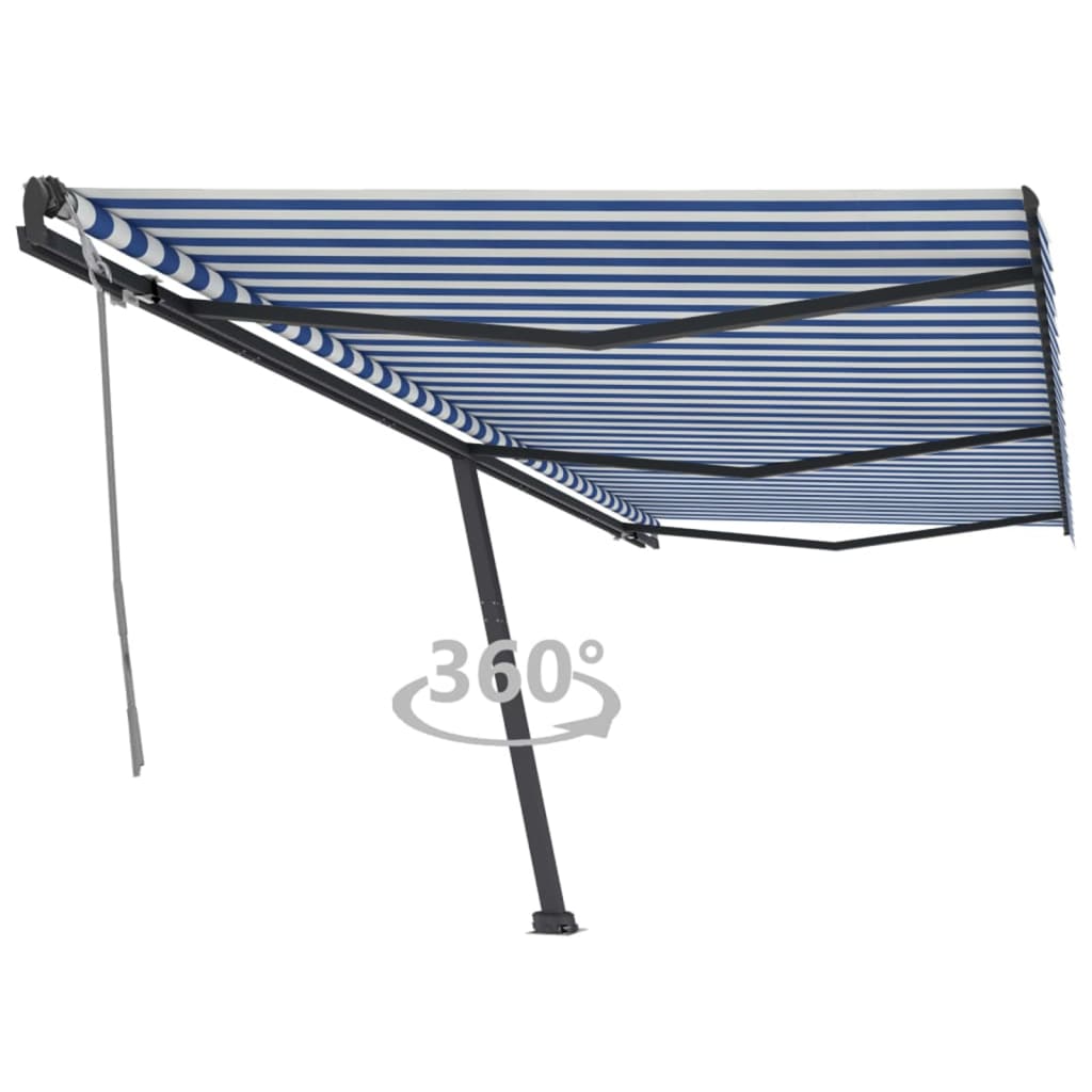 Freestanding Manual Retractable Awning 600x300 cm Blue/White