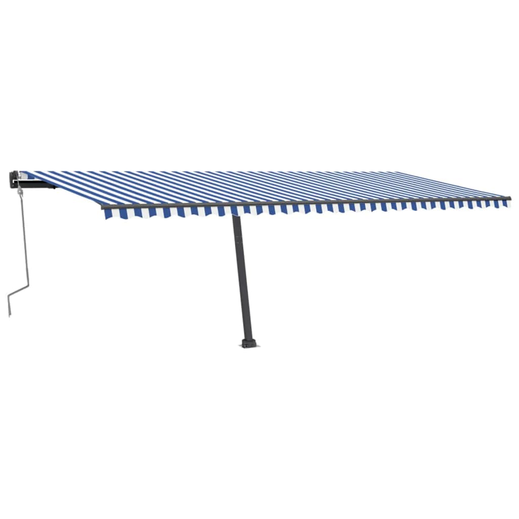 Manual Retractable Awning with LED 600x300 cm Blue and White