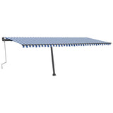 Manual Retractable Awning with LED 600x300 cm Blue and White