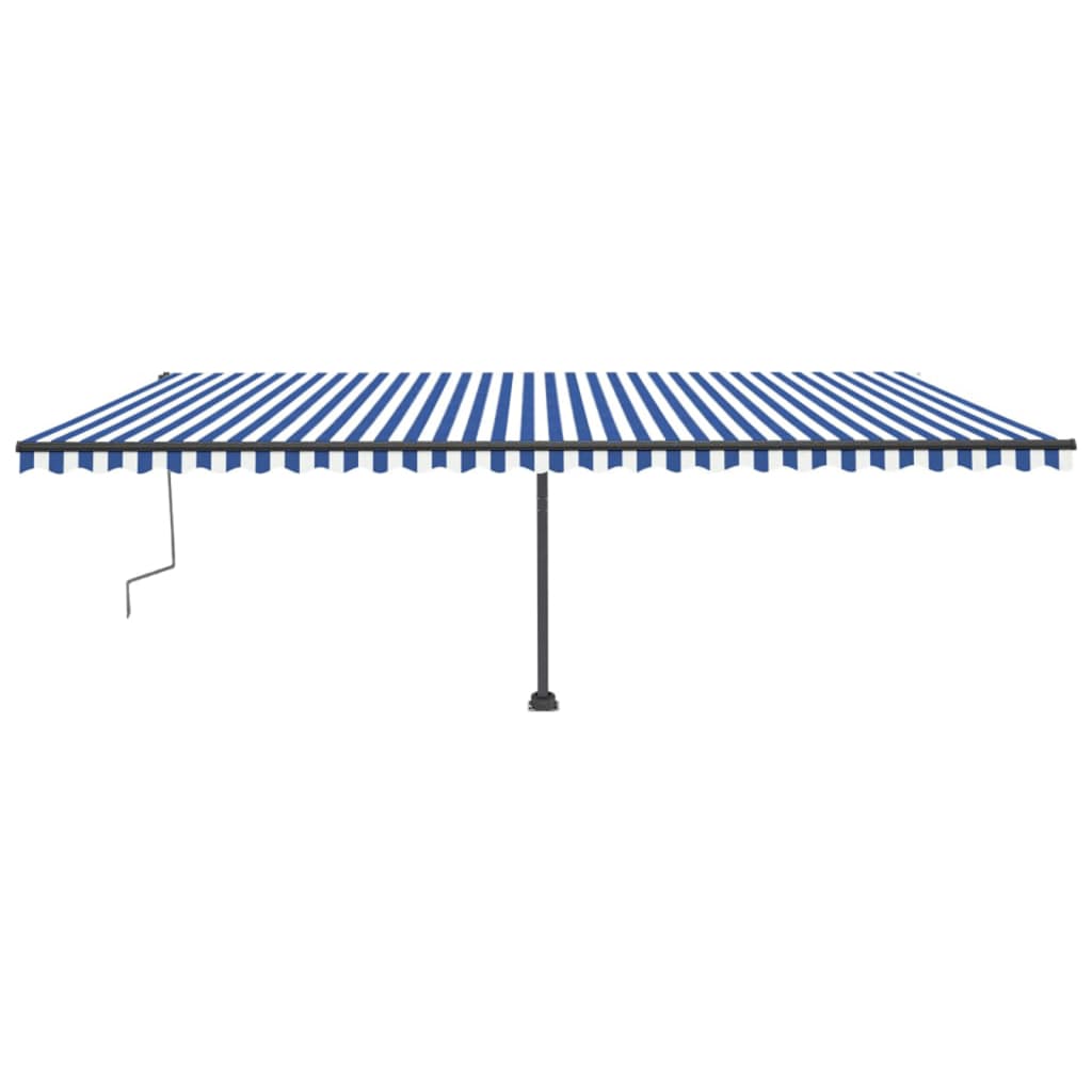 Manual Retractable Awning with LED 600x300 cm Blue and White