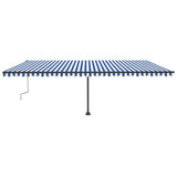 Manual Retractable Awning with LED 600x300 cm Blue and White