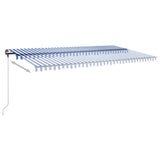 Manual Retractable Awning with LED 600x300 cm Blue and White