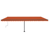 Manual Retractable Awning with LED 600x300 cm Orange and Brown